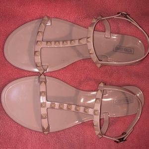 Miss Lola studded blush sandals